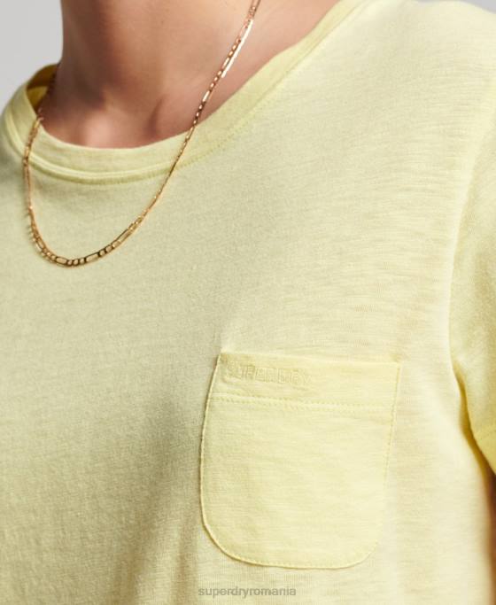 Superdry tricou buzunar studios din bumbac organic îmbrăcăminte galben femei JX0Z6240
