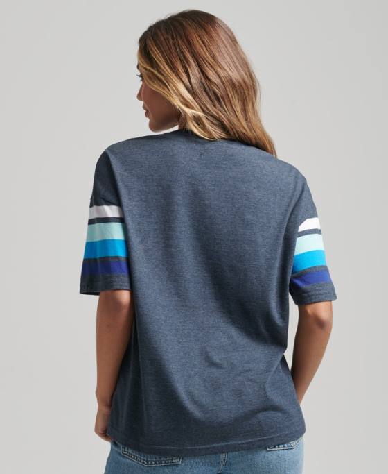 Superdry tricou cali stripe 20 din bumbac organic îmbrăcăminte marina femei JX0Z6272