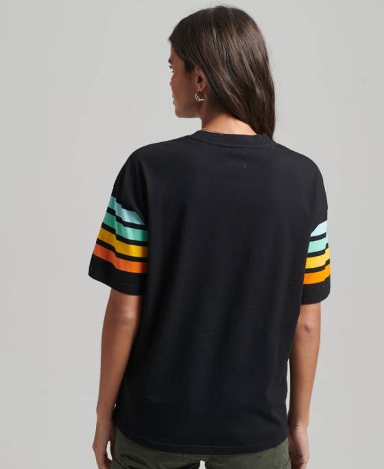 Superdry tricou cali stripe 20 din bumbac organic îmbrăcăminte negru femei JX0Z6256
