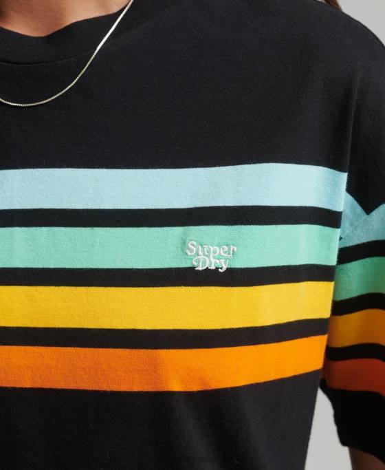 Superdry tricou cali stripe 20 din bumbac organic îmbrăcăminte negru femei JX0Z6256