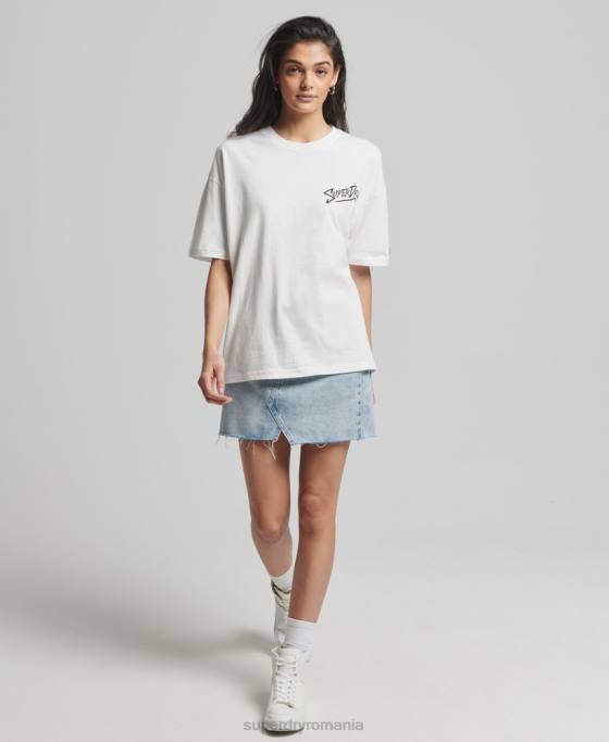 Superdry tricou cali vintage îmbrăcăminte alb femei JX0Z6301