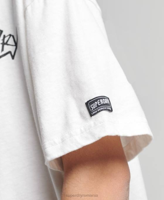 Superdry tricou cali vintage îmbrăcăminte alb femei JX0Z6301