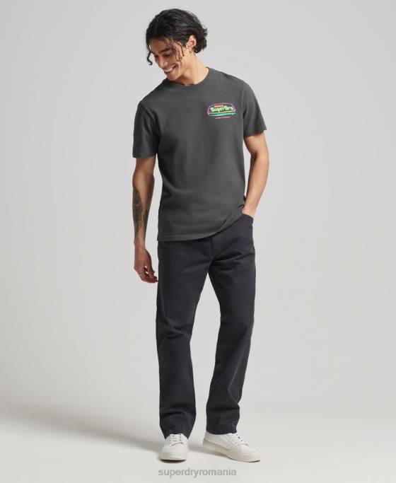 Superdry tricou cali vintage îmbrăcăminte gri inchis bărbați JX0Z4823