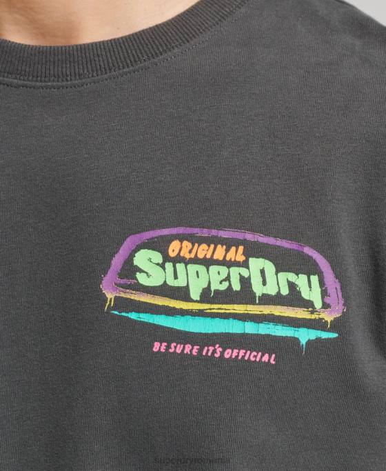 Superdry tricou cali vintage îmbrăcăminte gri inchis bărbați JX0Z4823