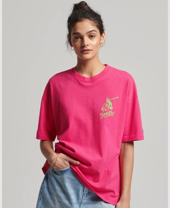 Superdry tricou cali vintage îmbrăcăminte roz femei JX0Z6198