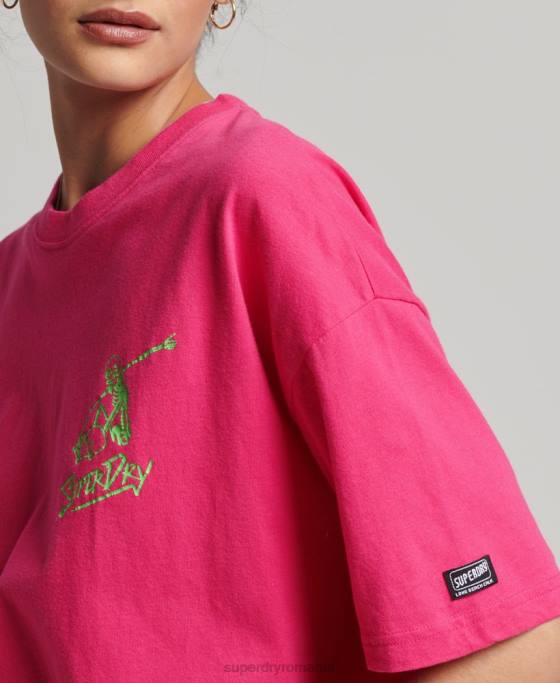 Superdry tricou cali vintage îmbrăcăminte roz femei JX0Z6198