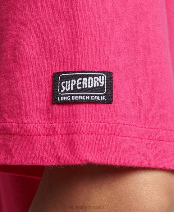 Superdry tricou cali vintage îmbrăcăminte roz femei JX0Z6198