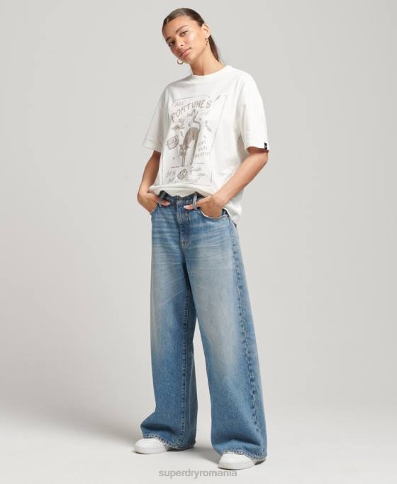 Superdry tricou ceresc de epocă îmbrăcăminte alb femei JX0Z2687