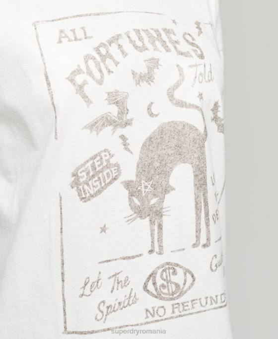 Superdry tricou ceresc de epocă îmbrăcăminte alb femei JX0Z2687
