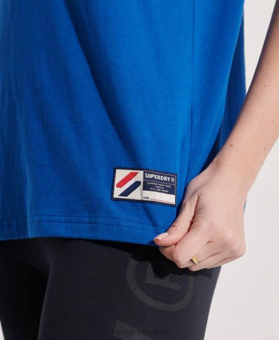 Superdry tricou chenille sport stil din bumbac organic îmbrăcăminte albastru femei JX0Z2851