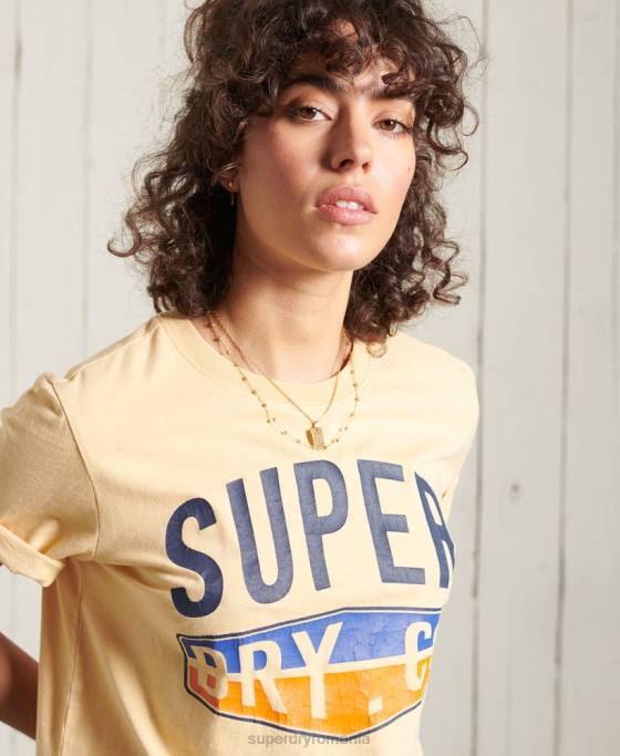Superdry tricou clasic cali surf îmbrăcăminte galben femei JX0Z6271
