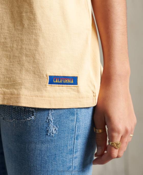 Superdry tricou clasic cali surf îmbrăcăminte galben femei JX0Z6271