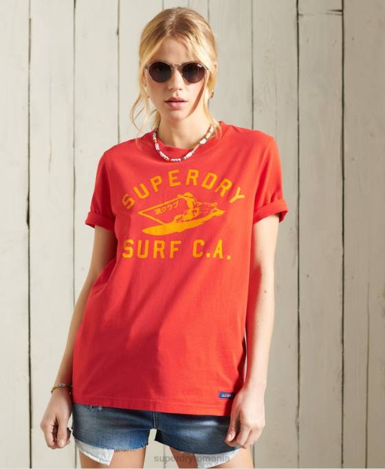 Superdry tricou clasic cali surf îmbrăcăminte roșu femei JX0Z6292
