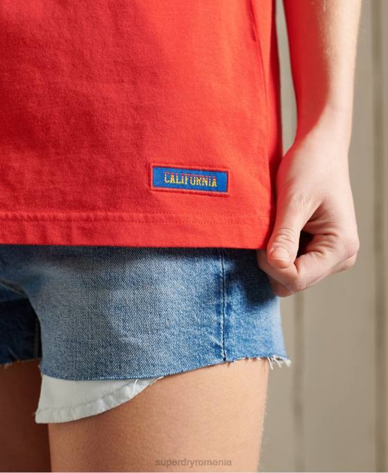 Superdry tricou clasic cali surf îmbrăcăminte roșu femei JX0Z6292