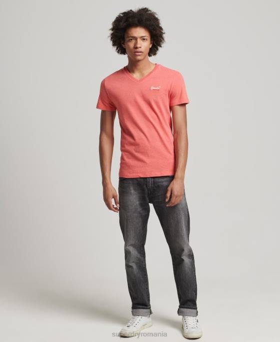 Superdry tricou clasic cu decolteu în V din bumbac organic îmbrăcăminte coral bărbați JX0Z4809