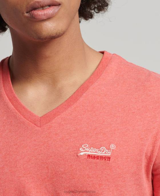 Superdry tricou clasic cu decolteu în V din bumbac organic îmbrăcăminte coral bărbați JX0Z4809
