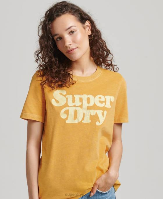 Superdry tricou clasic cu logo al anilor 70 cooper îmbrăcăminte aur femei JX0Z6219