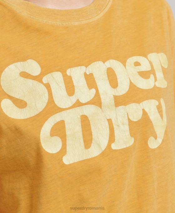 Superdry tricou clasic cu logo al anilor 70 cooper îmbrăcăminte aur femei JX0Z6219