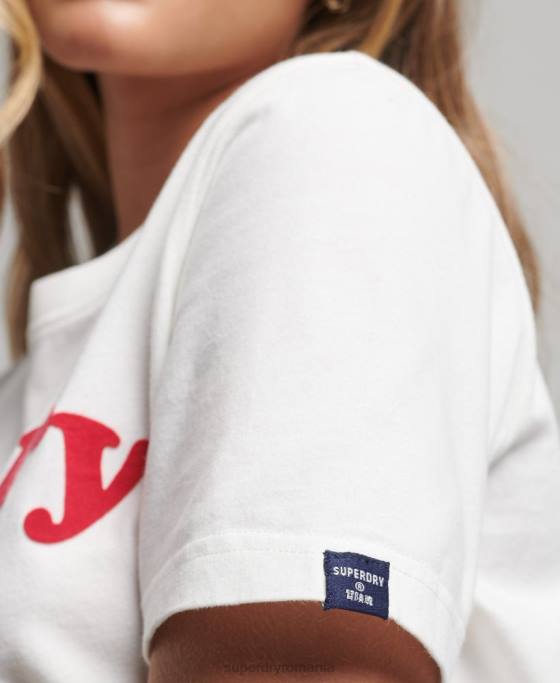 Superdry tricou clasic cu logo al anilor 70 cooper îmbrăcăminte cremă femei JX0Z6204