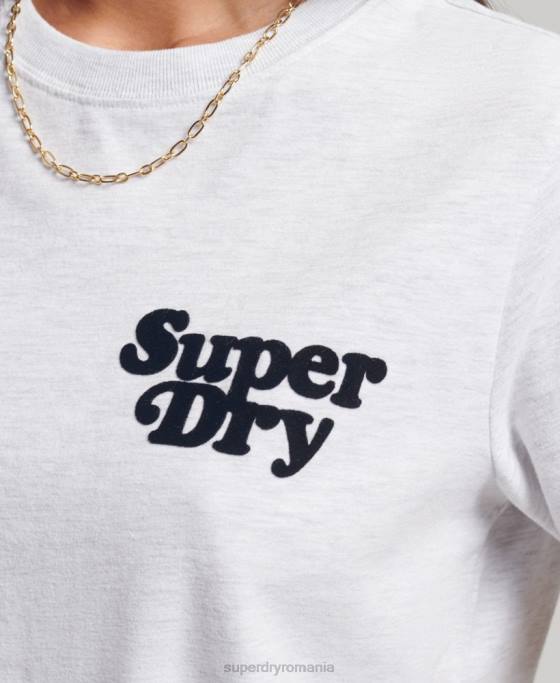 Superdry tricou clasic cu logo al anilor 70 cooper îmbrăcăminte gri deschis femei JX0Z6200