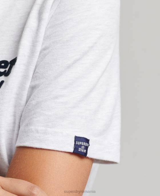 Superdry tricou clasic cu logo al anilor 70 cooper îmbrăcăminte gri deschis femei JX0Z6200
