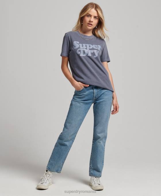 Superdry tricou clasic cu logo al anilor 70 cooper îmbrăcăminte marina femei JX0Z6190