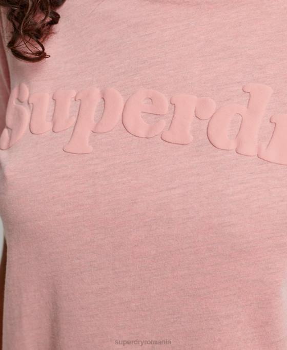 Superdry tricou clasic cu logo al anilor 70 cooper îmbrăcăminte roz femei JX0Z2307