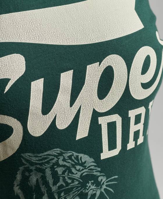 Superdry tricou clasic de atletism cu o formă lejeră îmbrăcăminte verde femei JX0Z6762