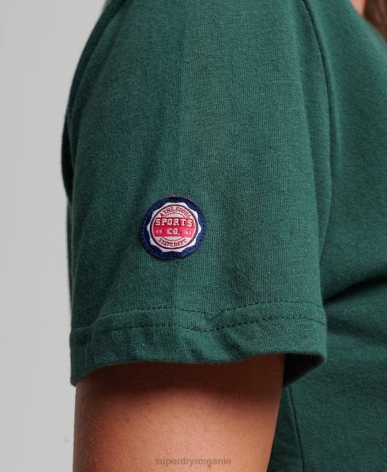 Superdry tricou clasic de atletism cu o formă lejeră îmbrăcăminte verde femei JX0Z6762