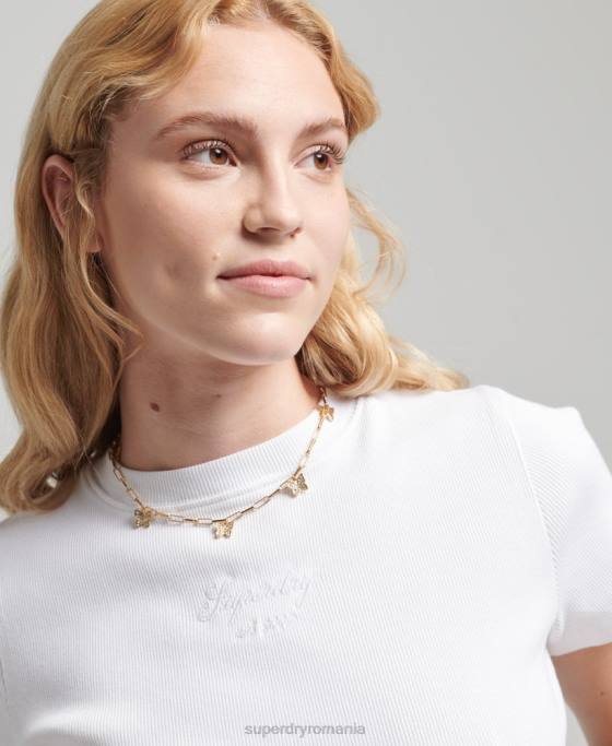 Superdry tricou code heritage crop fit îmbrăcăminte alb femei JX0Z2843