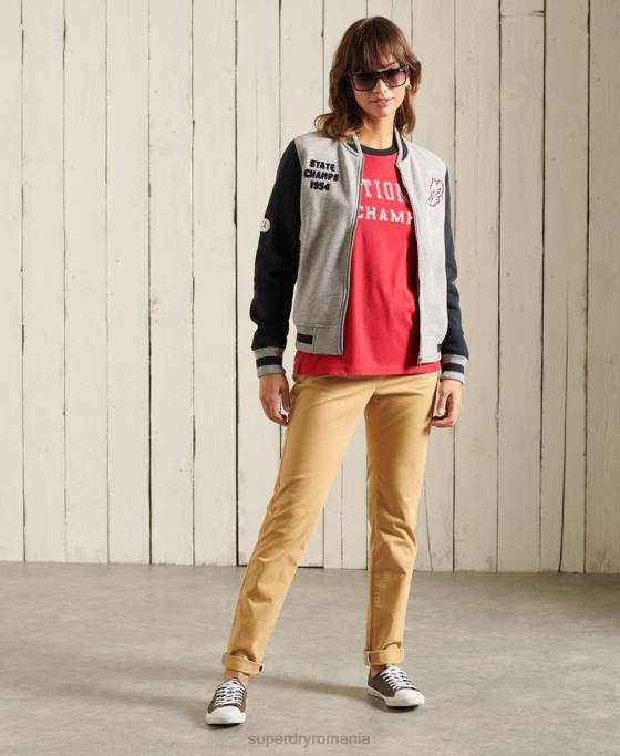 Superdry tricou colegial Ivy League îmbrăcăminte roșu femei JX0Z2850