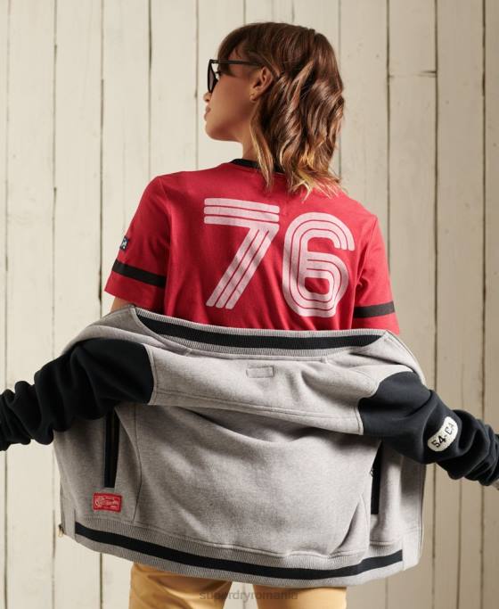 Superdry tricou colegial Ivy League îmbrăcăminte roșu femei JX0Z2850