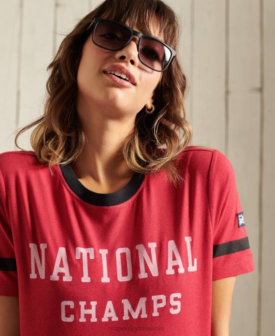 Superdry tricou colegial Ivy League îmbrăcăminte roșu femei JX0Z2850