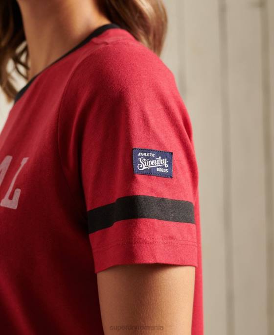 Superdry tricou colegial Ivy League îmbrăcăminte roșu femei JX0Z2850