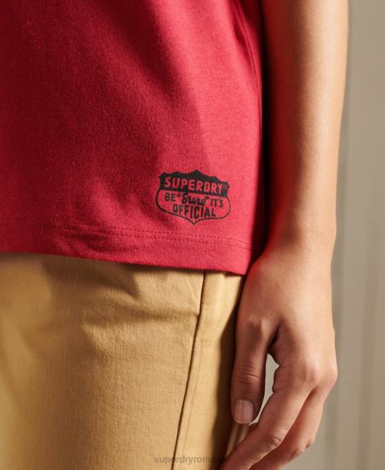 Superdry tricou colegial Ivy League îmbrăcăminte roșu femei JX0Z2850