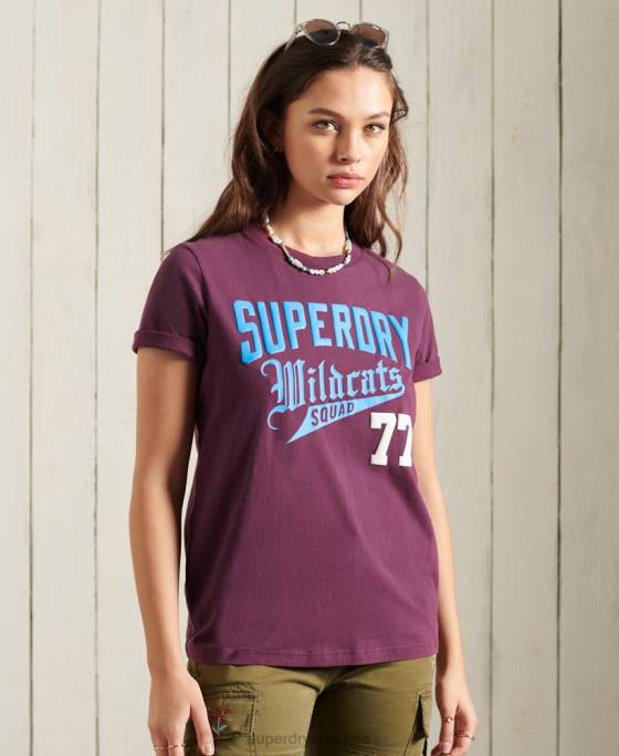 Superdry tricou colegial cali state îmbrăcăminte Violet femei JX0Z6285