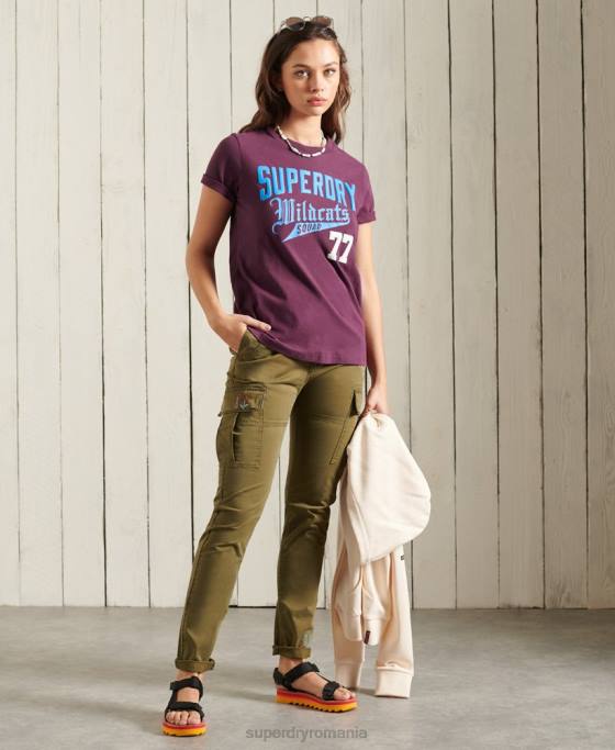 Superdry tricou colegial cali state îmbrăcăminte Violet femei JX0Z6285