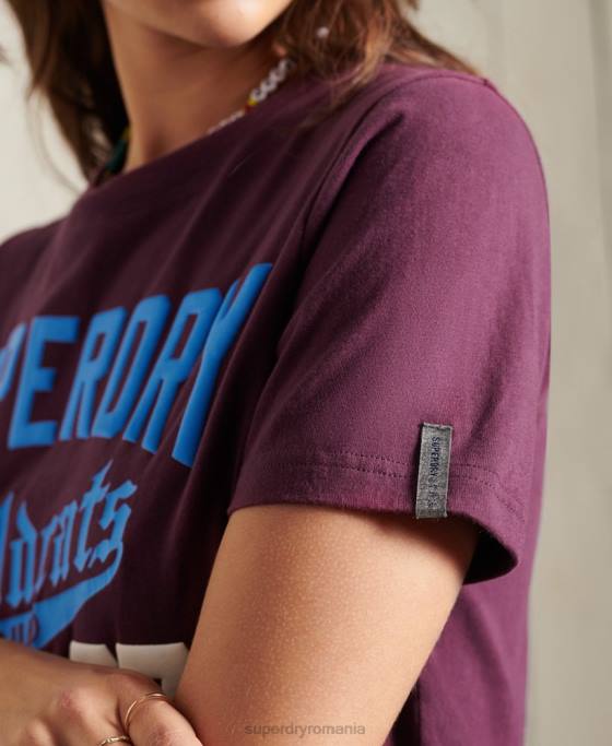 Superdry tricou colegial cali state îmbrăcăminte Violet femei JX0Z6285