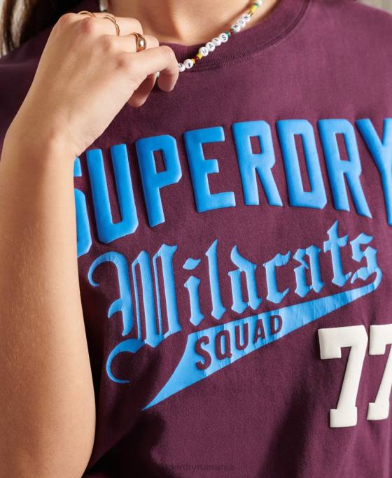 Superdry tricou colegial cali state îmbrăcăminte Violet femei JX0Z6285