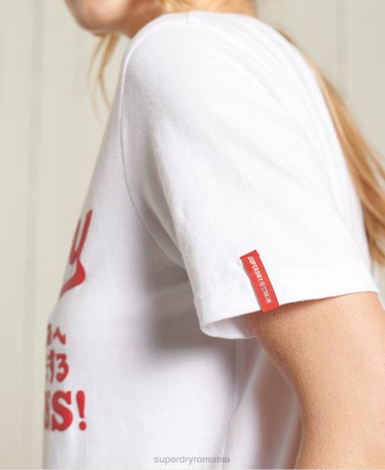 Superdry tricou colegial cali state îmbrăcăminte alb femei JX0Z2834