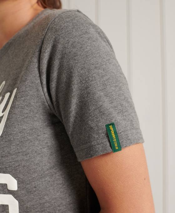 Superdry tricou colegial cali state îmbrăcăminte gri inchis femei JX0Z2806