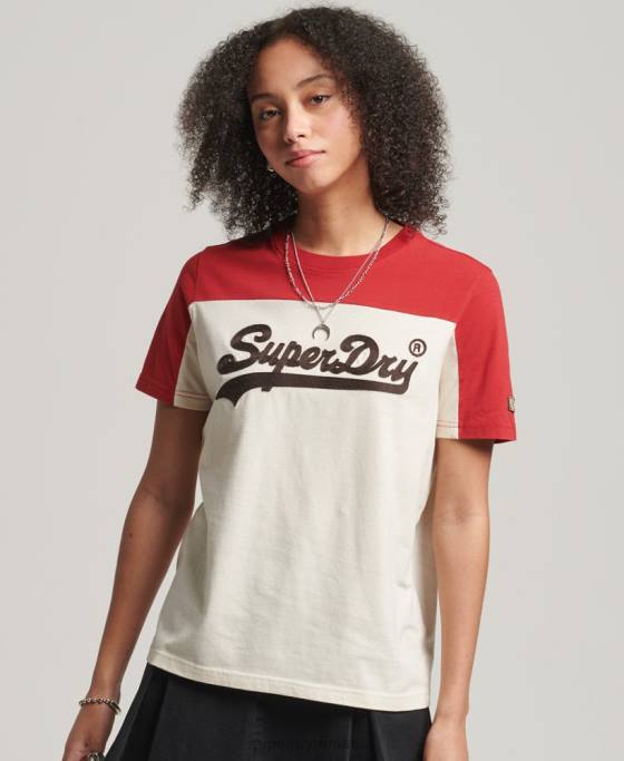 Superdry tricou colegial cu logo vintage îmbrăcăminte bej femei JX0Z2755
