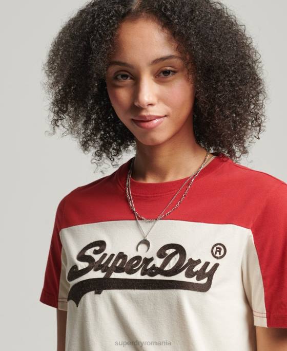Superdry tricou colegial cu logo vintage îmbrăcăminte bej femei JX0Z2755