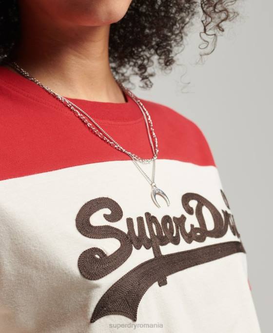 Superdry tricou colegial cu logo vintage îmbrăcăminte bej femei JX0Z2755