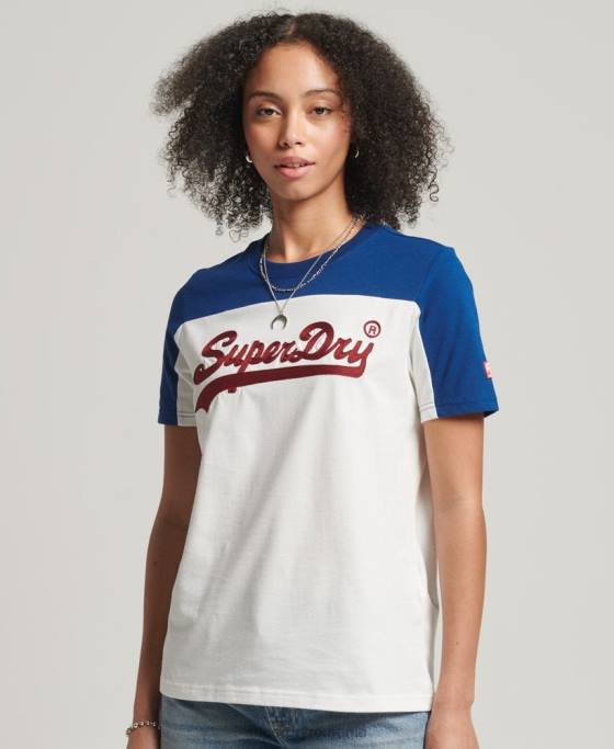 Superdry tricou colegial cu logo vintage îmbrăcăminte cremă femei JX0Z2763