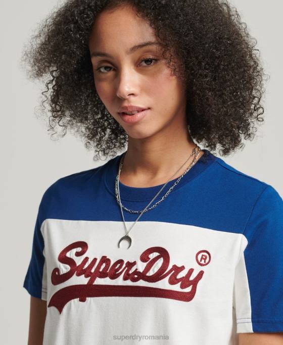 Superdry tricou colegial cu logo vintage îmbrăcăminte cremă femei JX0Z2763