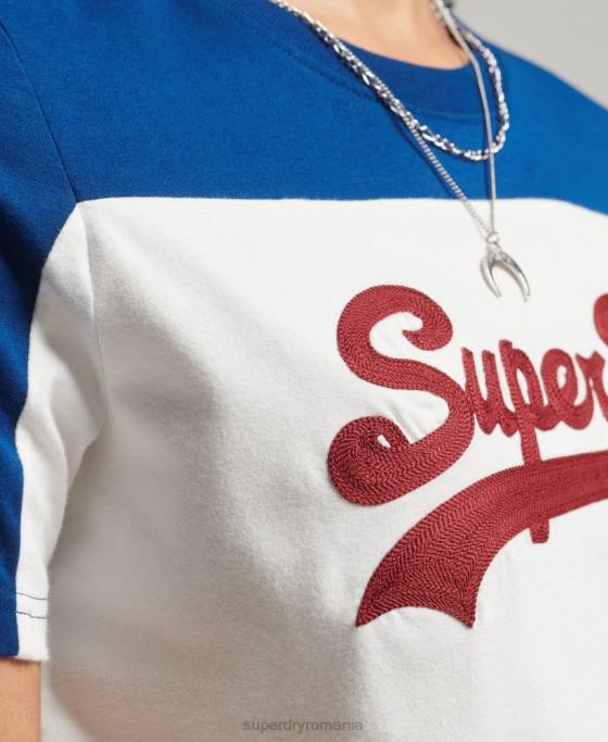 Superdry tricou colegial cu logo vintage îmbrăcăminte cremă femei JX0Z2763