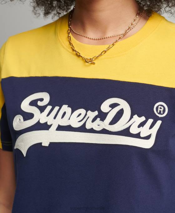 Superdry tricou colegial cu logo vintage îmbrăcăminte marina femei JX0Z6692