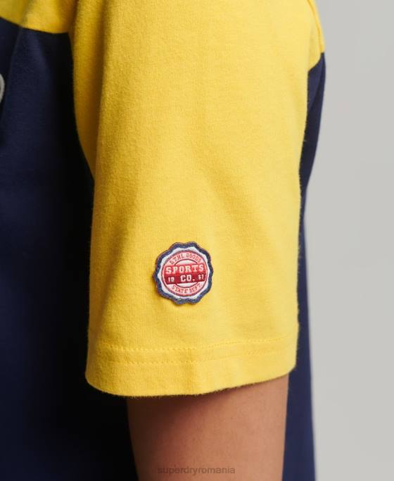 Superdry tricou colegial cu logo vintage îmbrăcăminte marina femei JX0Z6692