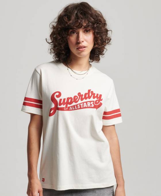 Superdry tricou colegial cu scripturi vintage din bumbac organic îmbrăcăminte alb femei JX0Z2291